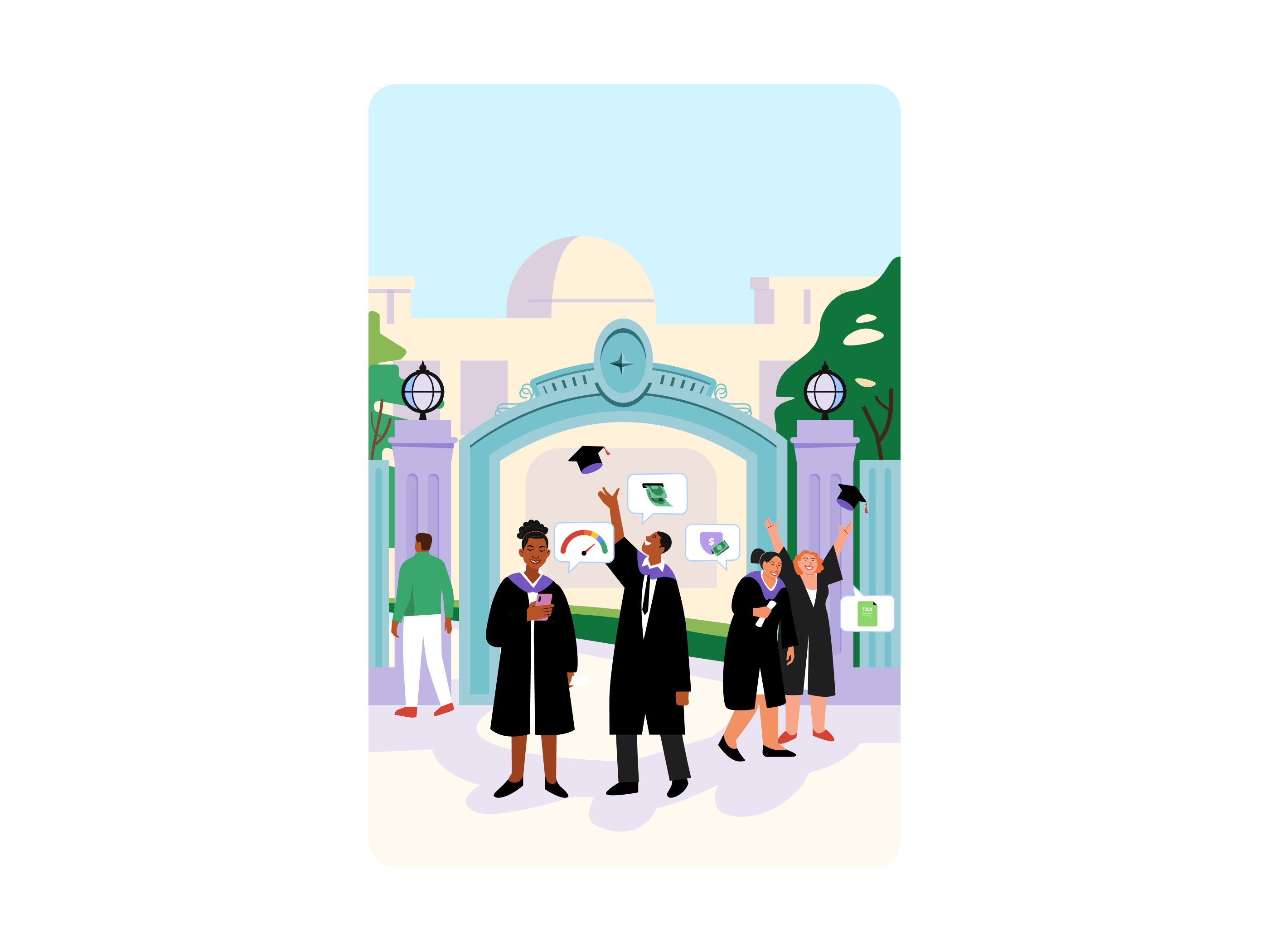 🧑‍🎓 app design branding fintech graduation illustrated branding product illustration ui design usa visual design