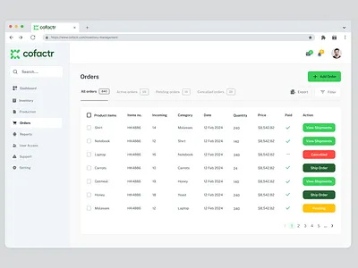Order Management Dashboard crm dashboard design fulfillment inventory inventory dashboard inventory management management order order fulfillment order management saas dashboard sales management shipping management store management