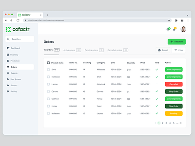 Order Management Dashboard crm dashboard design fulfillment inventory inventory dashboard inventory management management order order fulfillment order management saas dashboard sales management shipping management store management