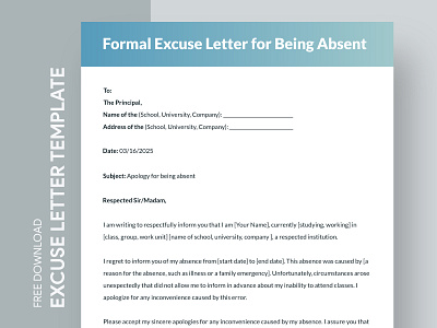 Formal Excuse Letter for Being Absent Free Google Docs Template absence docs excuse excuse letter excuse letter for being absent excuse letter template formal formal excuse letter free google docs templates free template free template google docs google google docs letter template