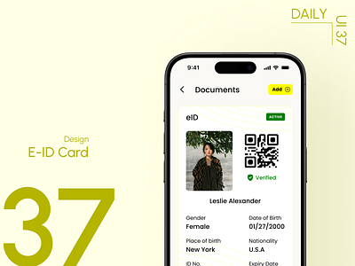 Day 37: E-ID Card daily ui challenge data visualization electronic id card design information architecture microcopy security ui design user experience user interface visual design