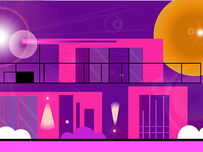 Purple Glow building graphic design illustration illustrator minimal retro vector vintage