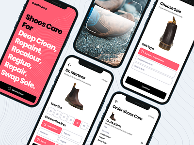 CareShuuuz. - Shoes & Care App app boots clean mobile app scan shoes shoes app ui