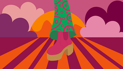 Stepping in Style 70s style bell bottom pants illustration illustrator pavlov platform shoes psychedelic retro shapes shoes sjhapes soul train vintage