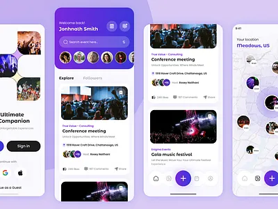 Event App animation app appdesign branding challenge design eventapp eventappdesign graphic design intraction location logo typography ui userinterfacedesign ux visualdesign
