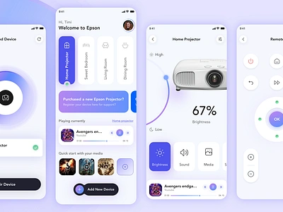 Projector Control App 3d animation app branding challenge design interaction projector projectrocontrolapp typography ui uiux us userdesign userexperiencedesign userinterfacedesing