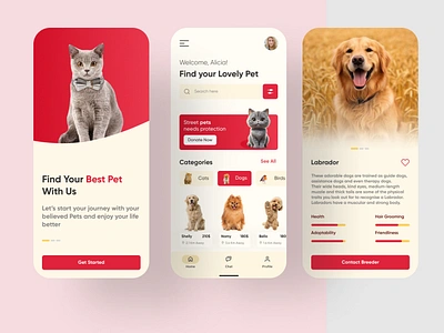 Pet Store App Design animal app appmobile cute design dogs ecommerce fashion mobile modern pet pet care petstore puppy shop store ui ux