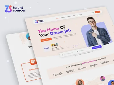 Find Professional Talent Source Landing Page Design agency b2b clean dream job employeer hero design hiring homepage hr job board job seeker landingpage management modern recruitment saas talent hire ui ux web development web template