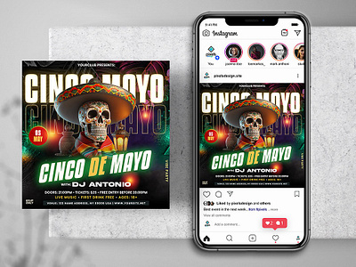 Cinco de Mayo Party Instagram Flyer cinco cinco de mayo cinco de mayo design cinco de mayo event cinco de mayo flyer cinco de mayo party flyer cinco de mayo poster cinco de mayo sale flyer club creative flyer event invitation mexico mexico party night club party professional leaflet psd psd flyer vibe night