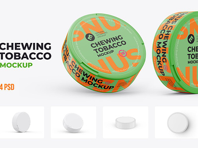 Snus Chewing Tobacco - 4 PSD Mockup chewing chewing tobacco customizable design illustration mock up mockup mockups personalized snus snus tobacco template tobacco