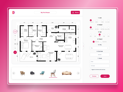 Interior design dashboard tools to generate floor plan app design branding dashboard design design figma design floor plan dashboard floorplan design graphic design illustration interior design tools prototype ui ui ux design user experience user interface user journey map web app design wireframe