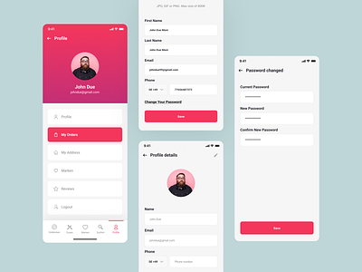 User Profile - Mobile App Design delivery app profile edit profile my profile user centric design user profile