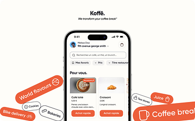 Koffē - Transform your coffee break app application branding break buying coffee delivery app design design system food ios onboarding product design uber eats ui ux