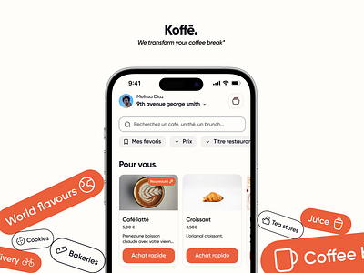 Koffē - Transform your coffee break app application branding break buying coffee delivery app design design system food ios onboarding product design uber eats ui ux