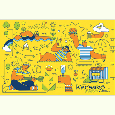 This is KACSAKŐ! adobeillustrator beach branding design duck food graphic design illustration lake pattern summer summertime vacation vector yellow