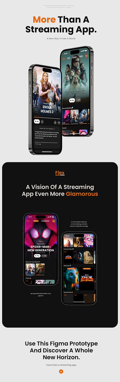 Flex - More than a streaming app app branding design system documentary ios movie netflix responsive series streaming trailer ui ux vision web