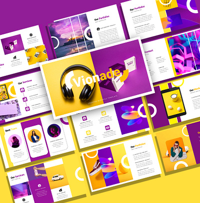 Presentation Template portfolio purple template yellow