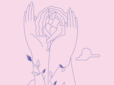 Growing 🌼 adobeillustrator design girl graphic design grow growing hands illustration ivy line lineart pink vector