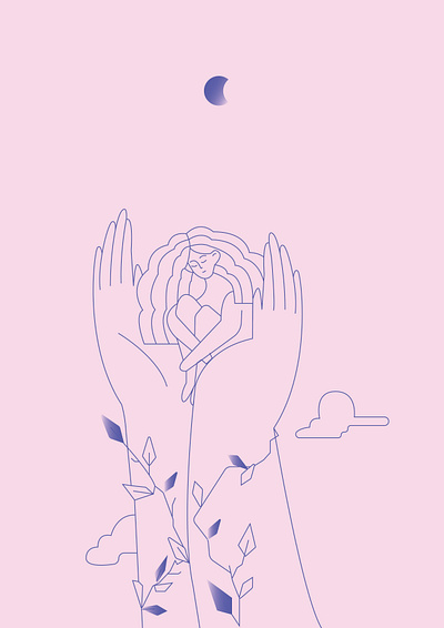 Growing 🌼 adobeillustrator design girl graphic design grow growing hands illustration ivy line lineart pink vector