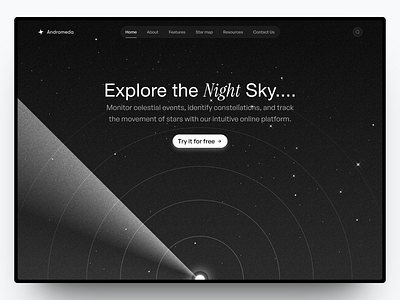 Andromeda - Star tracker Website astronomy branding constellation design graphic design hobby landing page star ui web design website