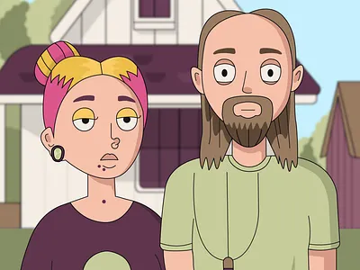 Twist on American Gothic: A Wedding Gift american gothic couple illustration painting people poster