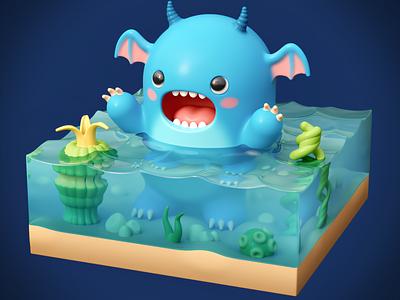 Cutezilla character character design cute design godzilla kawaii monster sea sea monster