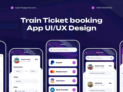 Train Ticket Booking mobile app UI/UX Design booking app booking app ui mobile app ui ticket booking app train app train mobile app train ticket booking ui design