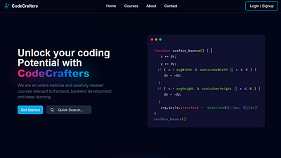 CodeCrafters Landing Page branding landingpage ui ux webdesign webdevelopment