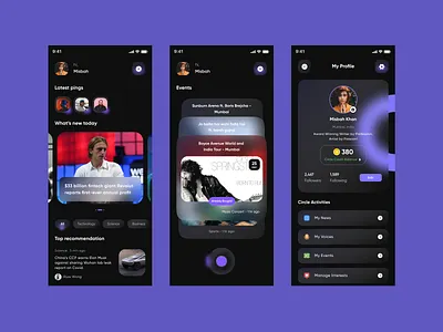 Circle -Social Connect app ui design clean ui minimal mobile app design social app ui social media social media app social media app ui uidesign uiux
