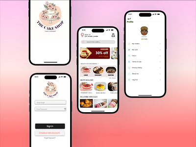 CAKE SHOP app app design cake figma graphics mobile app pink ui