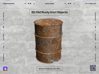 3D old rusty iron objects animated | Adobe Illustrator 3d animation branding clean design graphic design illustration modeling ui web
