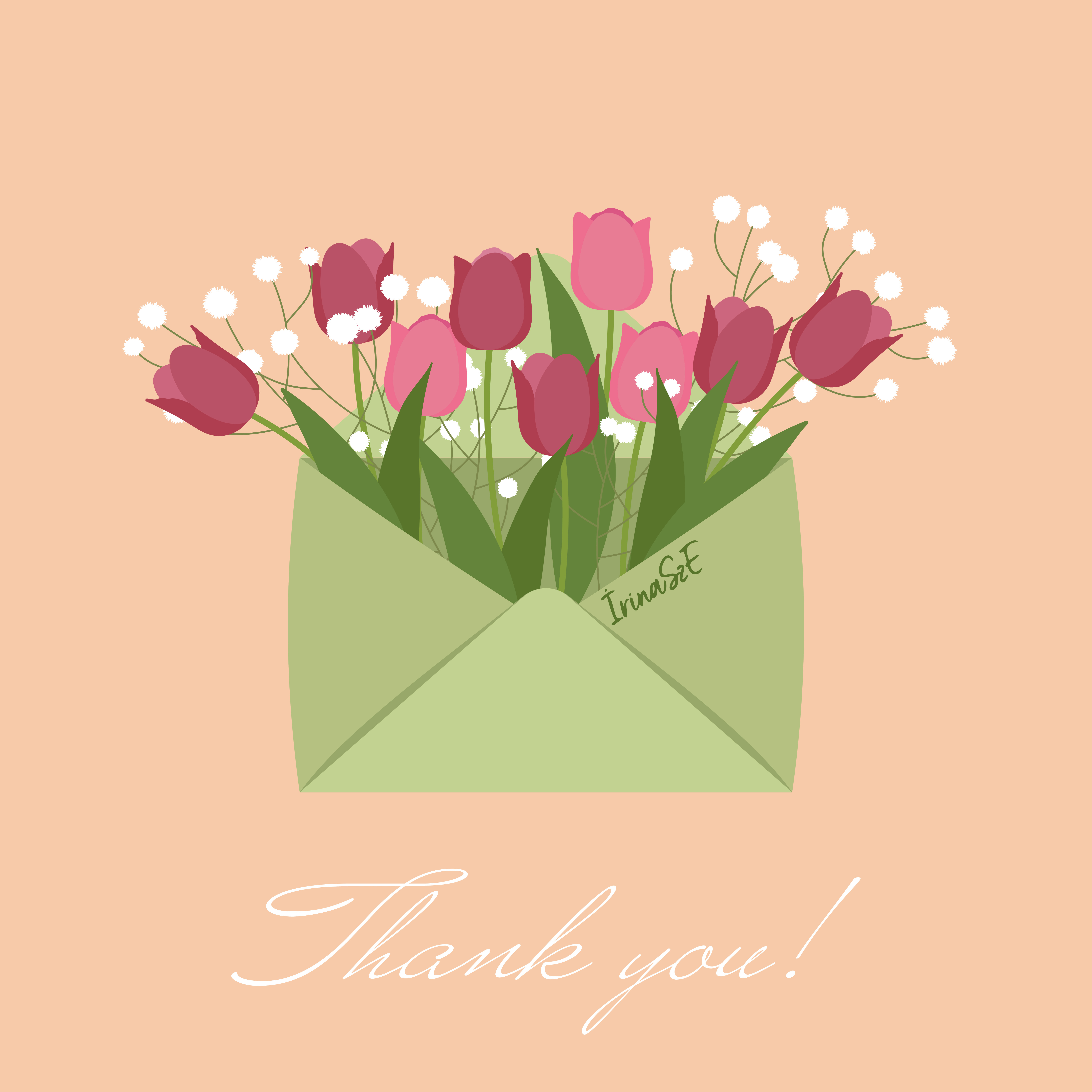 Pink tulips vector illustration birthday card card design cartoon tulips cute envelope floral design invitation love mothers day party pink flowers pink tulips summer bouquet summer flowers thank you tulip illustration tulips vector illustration wedding favors wedding flowers