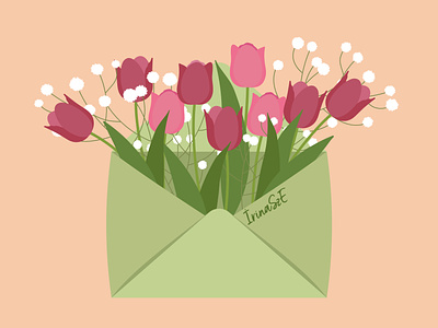 Pink tulips vector illustration birthday card card design cartoon tulips cute envelope floral design invitation love mothers day party pink flowers pink tulips summer bouquet summer flowers thank you tulip illustration tulips vector illustration wedding favors wedding flowers