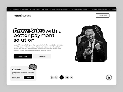 Payment Solotion Landing Page black white branding landing page payment ui ui design