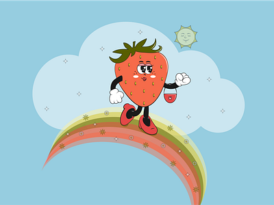 Character Strawberry adobe illustrator berries berry branding character design dessert fruit fruits graphic design groovy healthy food illustration logo strawberry ui ux vector