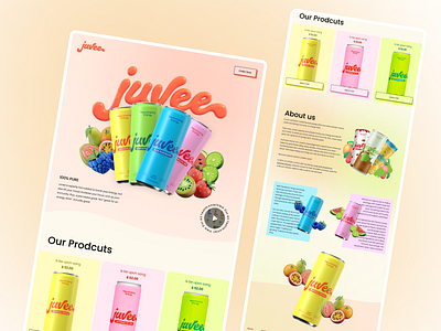 Juvee Soft Drinks Website Redesign Concept Project branding design graphic design landing page motion graphics orange redesign ui ux website