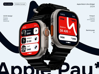 Apple Watch Ultra Banking Widget android animation app apple apple watch banking currency design finance fintech ios mobile mobile app smartwatch ui ui design ux wallet watch widget