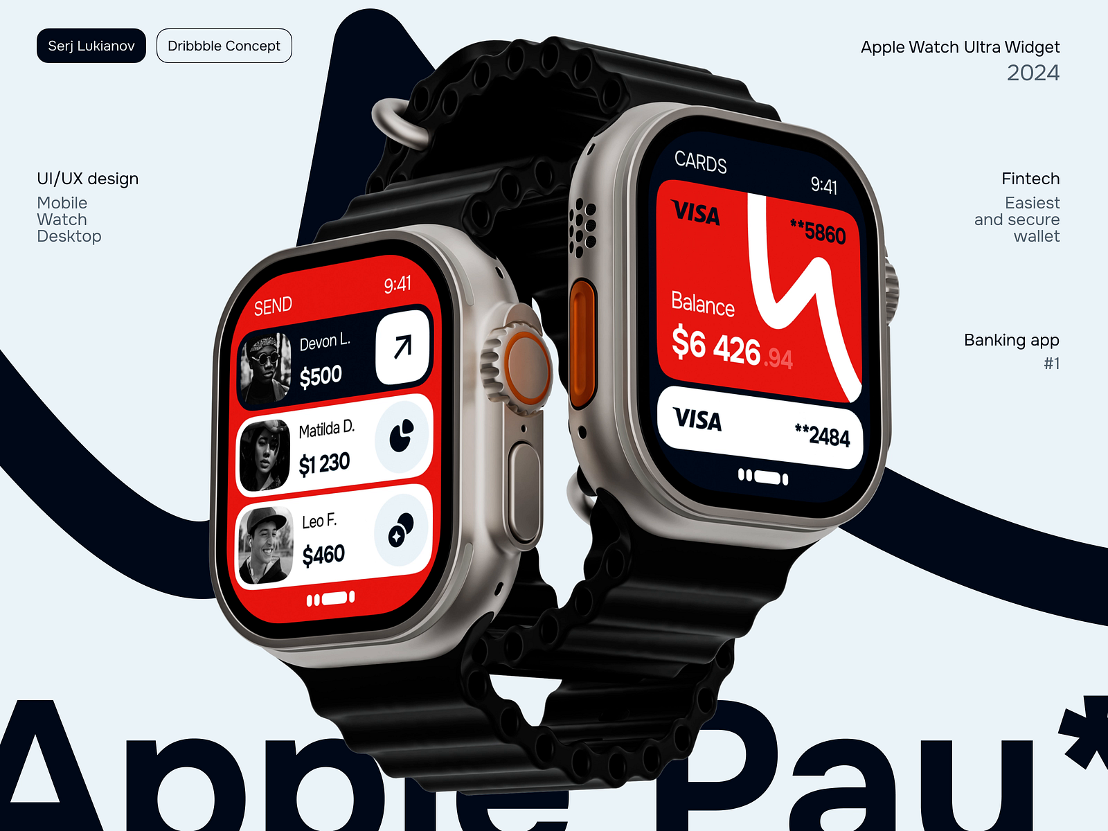 Apple Watch Ultra Banking Widget by Serj Lukianov on Dribbble