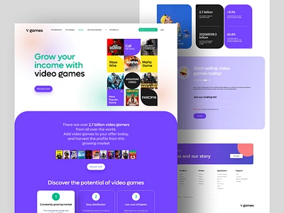 V Games - Video Gaming Landing Page Website Design 8 bit design esports game landing page game website design gamer games gaming platform gaming website home page landing page nintendo play game ui video gaming virtual gaming platform web webdesign website website design