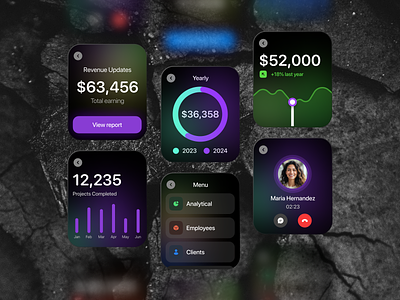 Ang_ular Apple Watch UI admin admin panel app apple watch call ui clean dark ui design grid ui invoice ui ux watch ui web ui