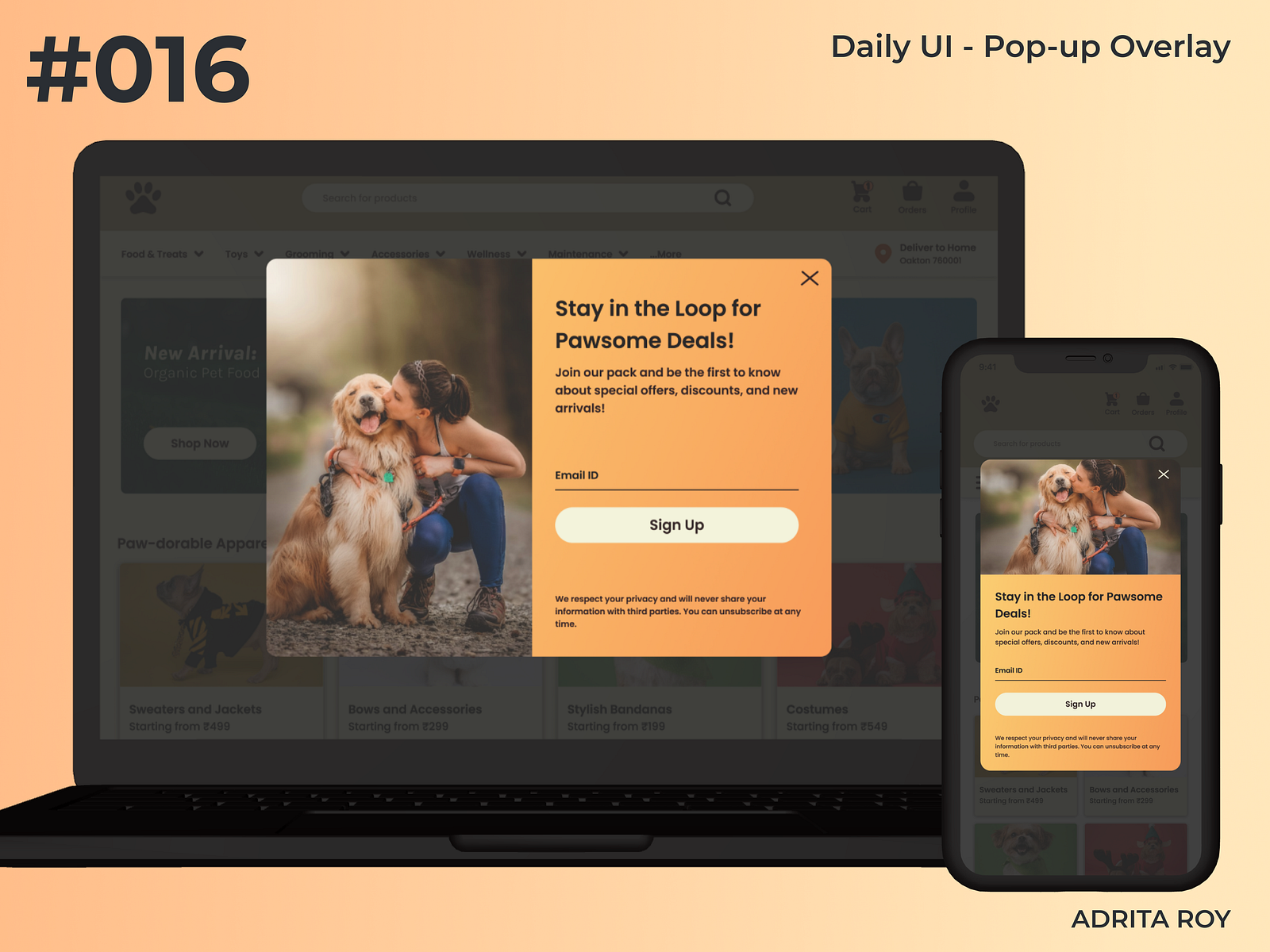 Daily UI 016 - Pop-up Overlay by Adrita Roy on Dribbble