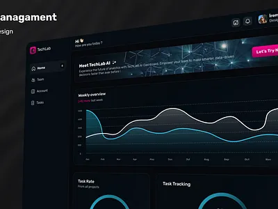 Task Management dark dashboard design managament task ui ux web