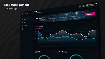 Task Management dark dashboard design managament task ui ux web