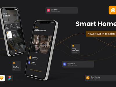 GLORIES Smart Home iOS 14 App Design design template figma ios ui kit ios14 mobile app ui sketch smart home ui kit