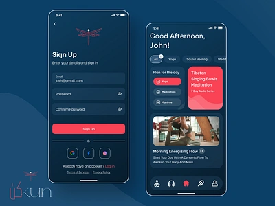 Yoga App (KUN) app design figma healing meditation mind relaxing ui uiux wellness wellness app. yoga