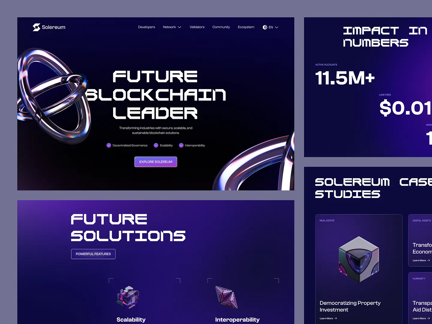 Innovative Blockchain Website Design: Solereum Landing Page