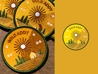 AAAs Camp Theme Gold Patch branding cabin camp embroidery gold graphic design illustration patch sun vector