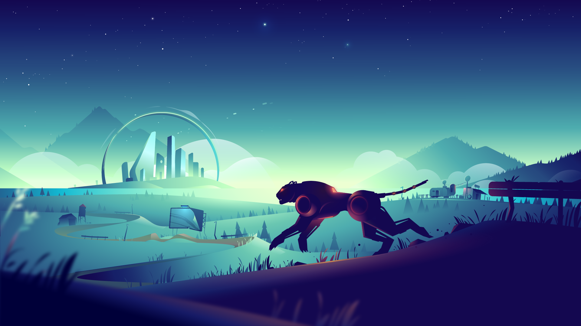 Metatraxx animal cyberpunk futuristic illustration landscape nft racing robot vector