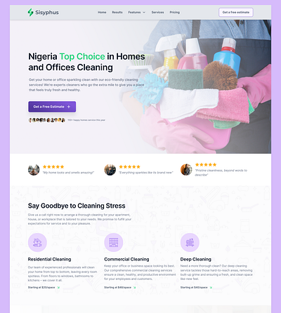 Cleaning Service Website branding freelance landing page ui ux