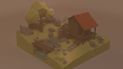 Rustic Watermill 3d 3d rendering 3dmodelling ambient occlusion animation art blender design game assets illustration lighting lowpoly mapping motion graphics polygonal modeling rustic shaders texturing uv mapping vertex painting